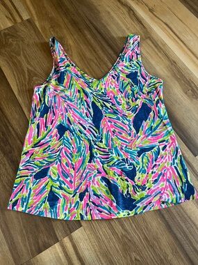 Lilly Pulitzer Gigi Double V Palm Reader Tank Top Medium EUC